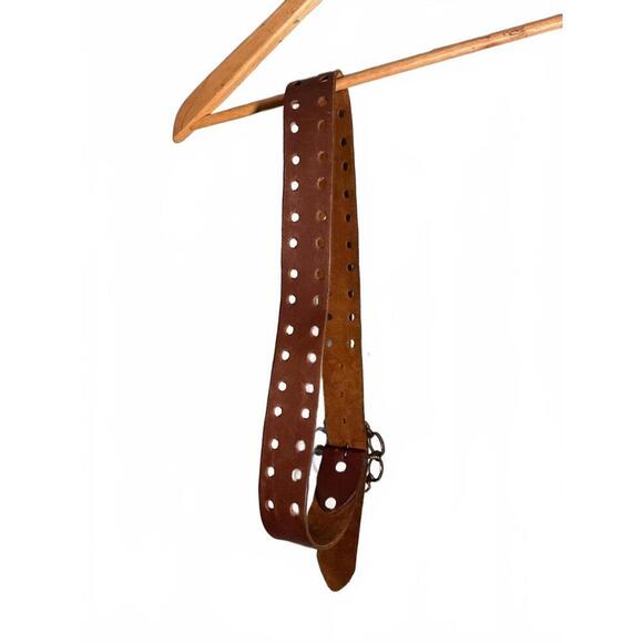 Vintage Brown Leather Belt with Unique Chain-Link Buckle main image 6
